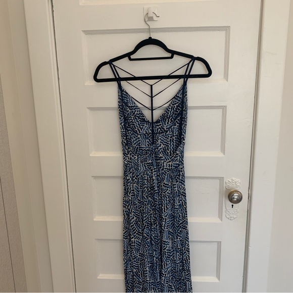 Silence + Noise blue patterned maxi dress with open back, size S - Picture 7 of 8